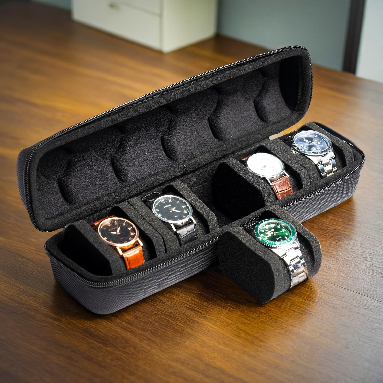 Chronos Travel Box: Estojo de Luxo para 5 Relógios (Unissex)