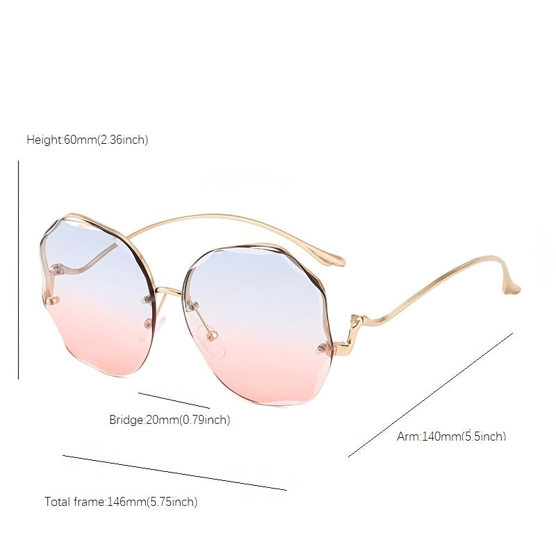 Óculos de Sol Feminino Sem Aro | Lentes Poligonais Degradê
