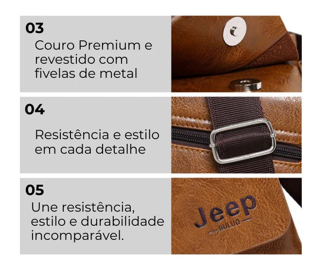 Kit Shoulder Bag de Couro Premium + Carteira Executiva - Jeep Buluo