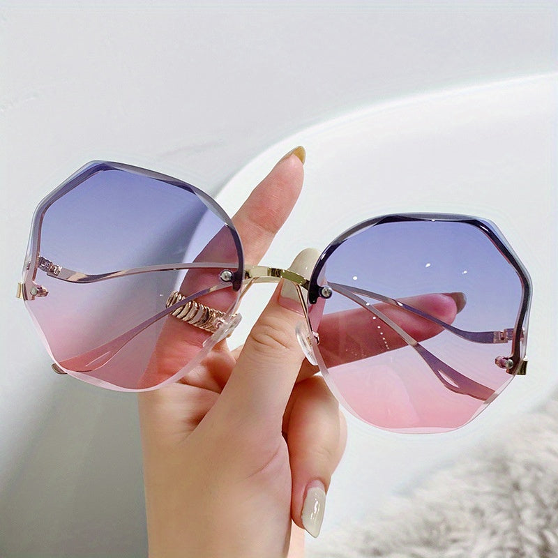 Óculos de Sol Feminino Sem Aro | Lentes Poligonais Degradê