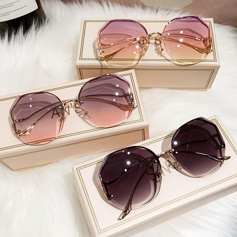 Óculos de Sol Feminino Sem Aro | Lentes Poligonais Degradê