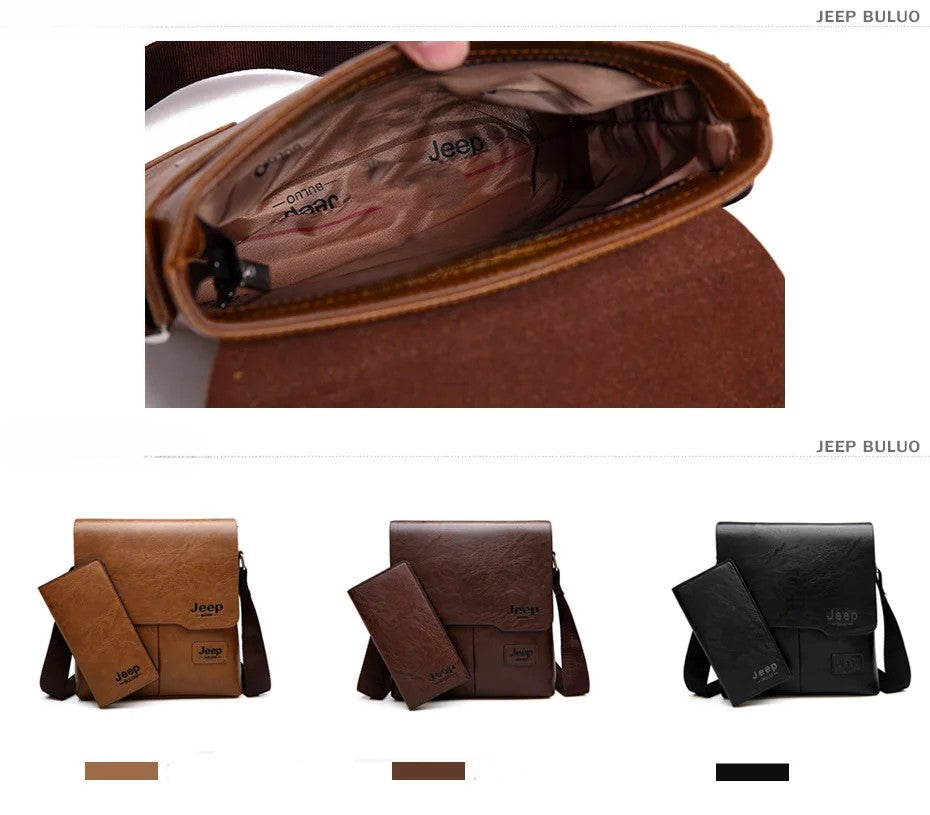 Kit Shoulder Bag de Couro Premium + Carteira Executiva - Jeep Buluo