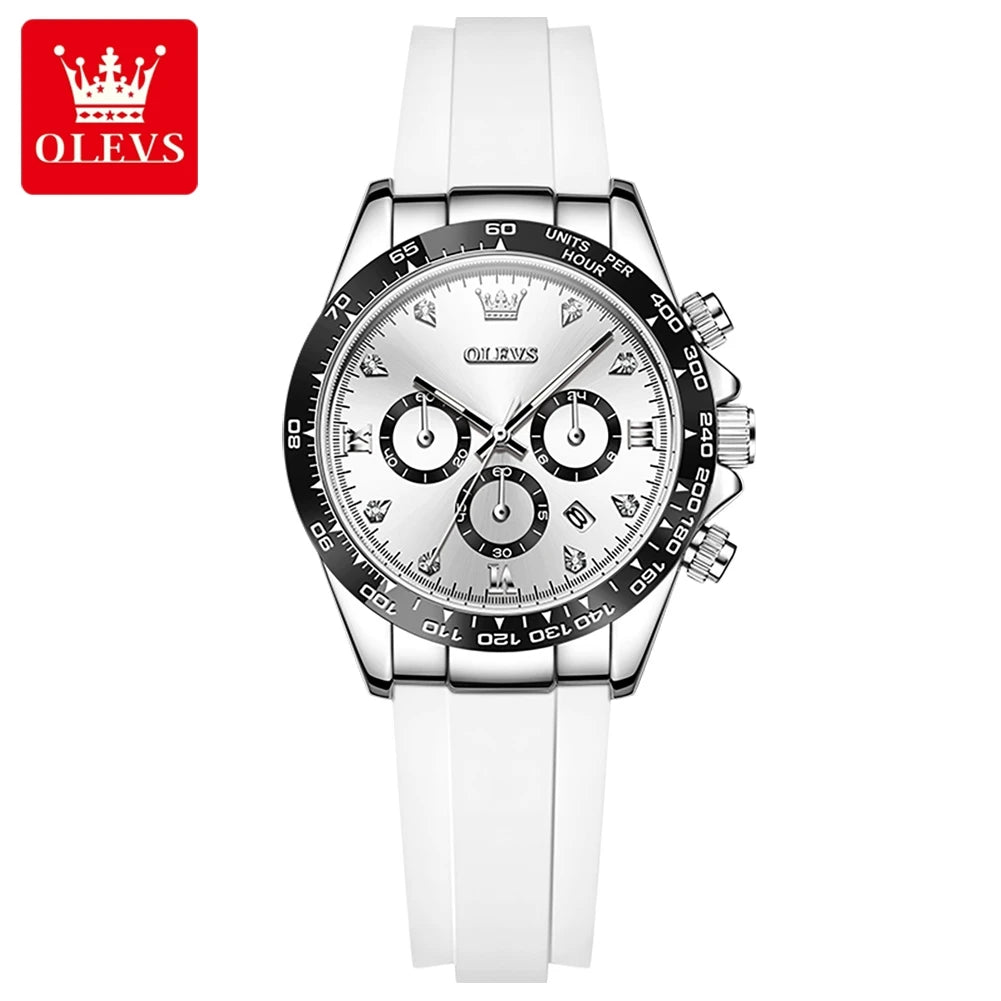 Relógio Feminino Olevs Cronógrafo Luxo AquaDate