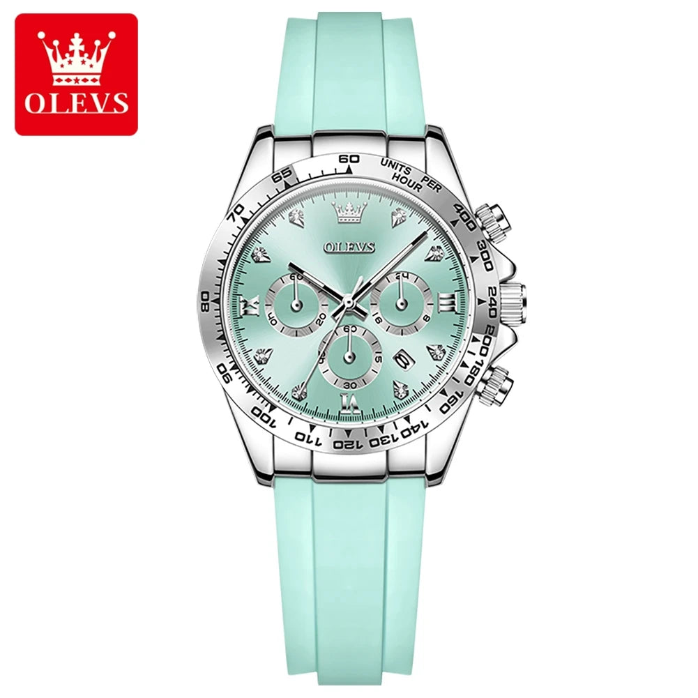 Relógio Feminino Olevs Cronógrafo Luxo AquaDate
