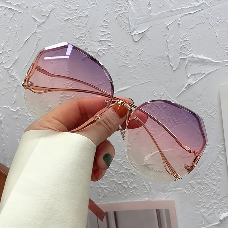 Óculos de Sol Feminino Sem Aro | Lentes Poligonais Degradê
