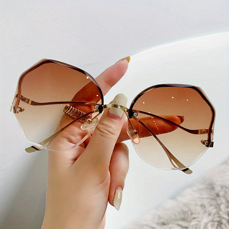 Óculos de Sol Feminino Sem Aro | Lentes Poligonais Degradê