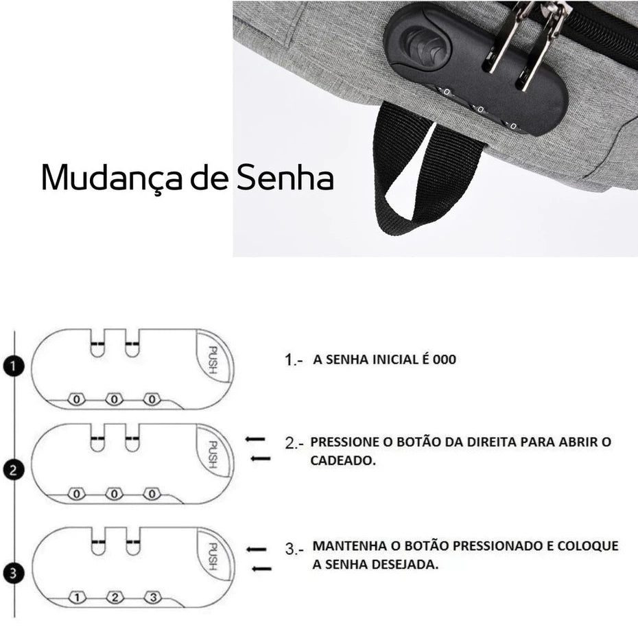 Shoulder Bag USB Antifurto
