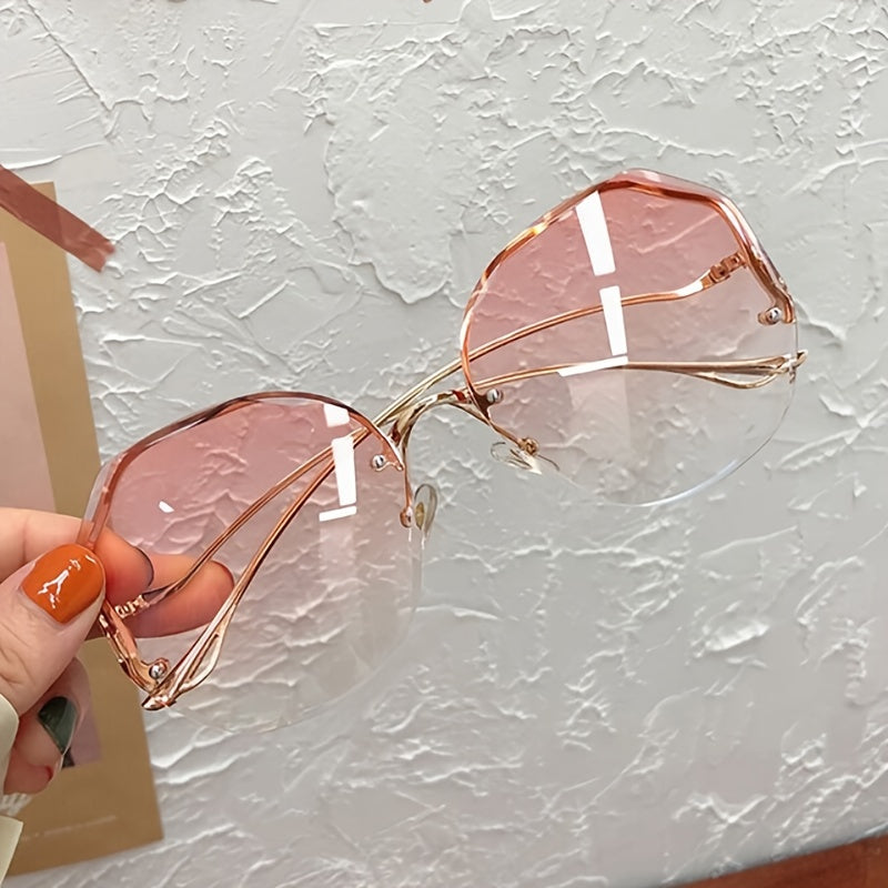 Óculos de Sol Feminino Sem Aro | Lentes Poligonais Degradê