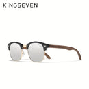 Óculos de Sol Vintage Unissex | Meia Armação Madeira Nogueira