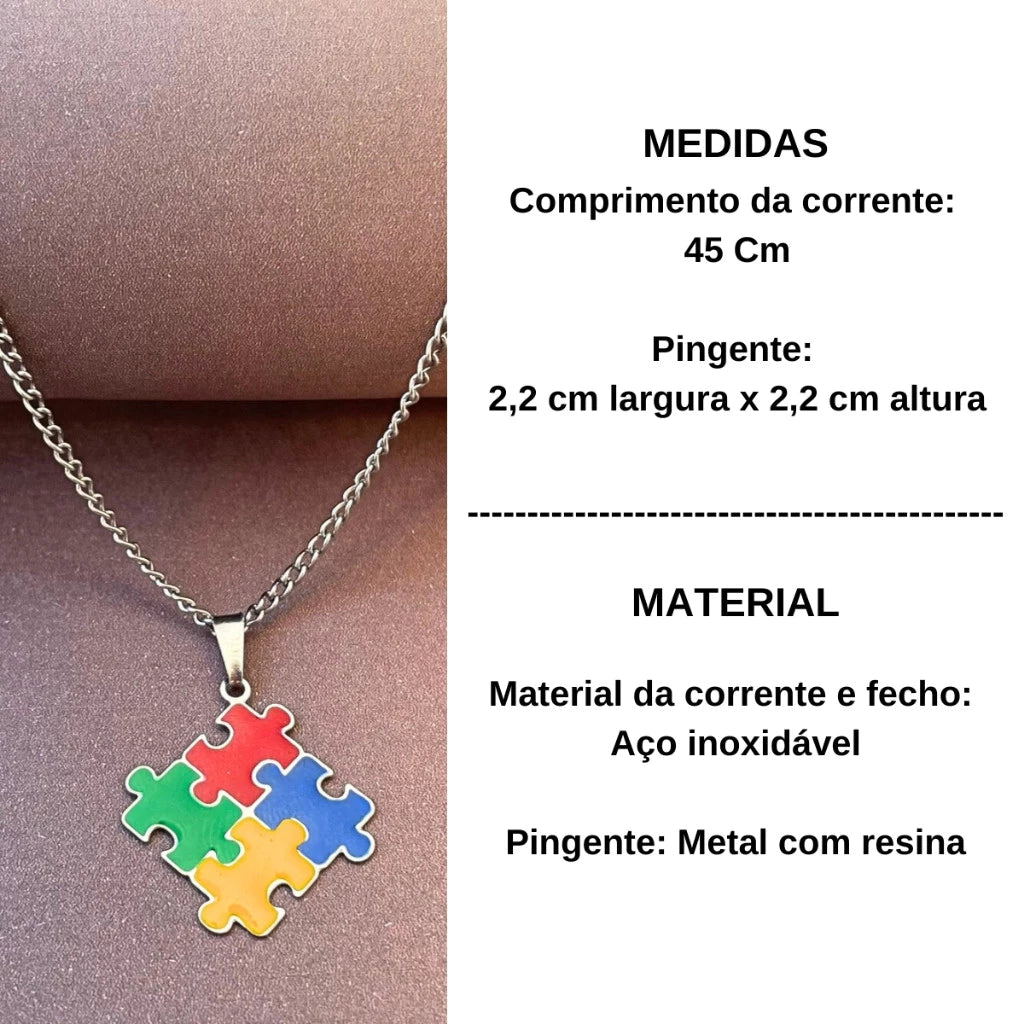 Colar Símbolo Autismo - Aço Inoxidável