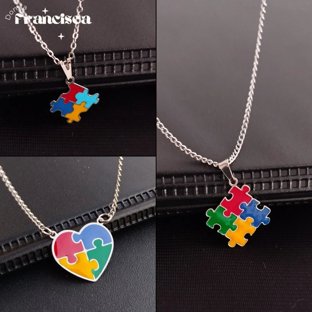Colar Símbolo Autismo - Aço Inoxidável