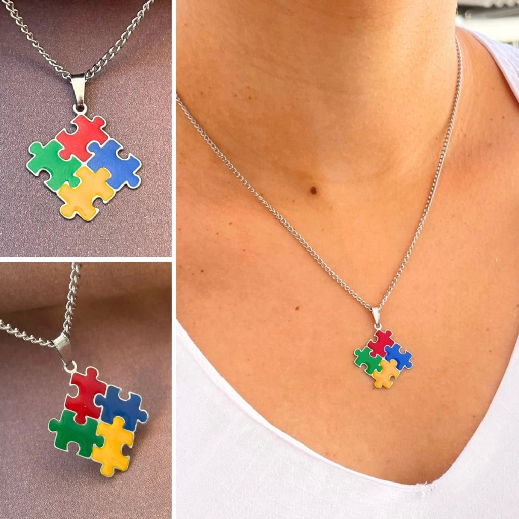 Colar Símbolo Autismo - Aço Inoxidável